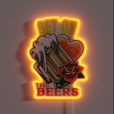 RGB Neon Sign Featuring A Heart and Pint Glass.