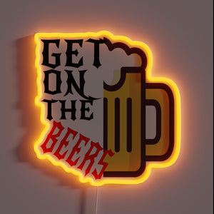 Vibrant RGB neon beer sign with colorful LED lighting effects