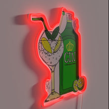 Charger l&#39;image dans la galerie, Gin enthusiast&#39;s delight: vibrant RGB neon Gin O&#39;Clock cocktail glass