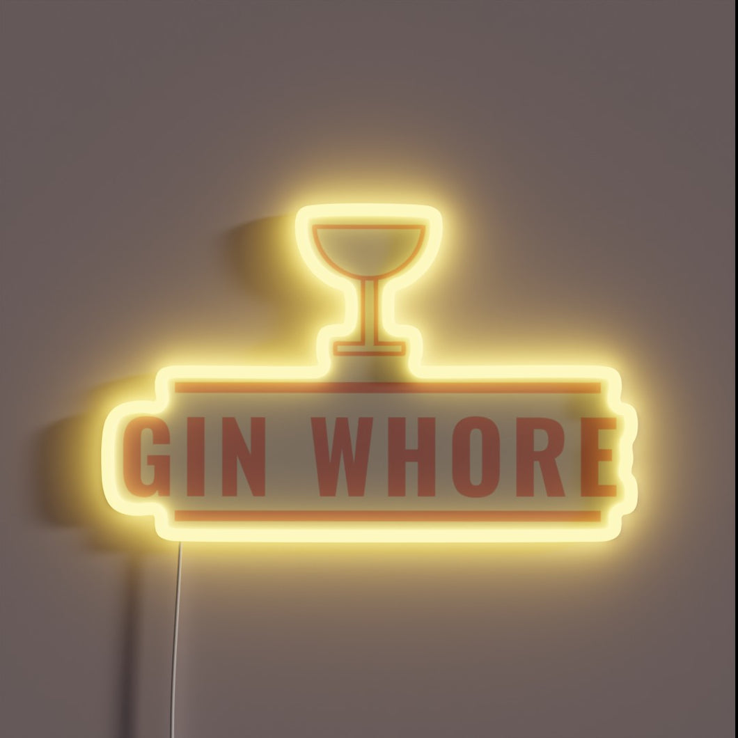 Gin-themed Neon Sign with Vibrant RGB Lighting and Edgy Design