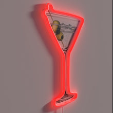Charger l&#39;image dans la galerie, Elegant LED neon bar decor featuring glass martini cocktail art