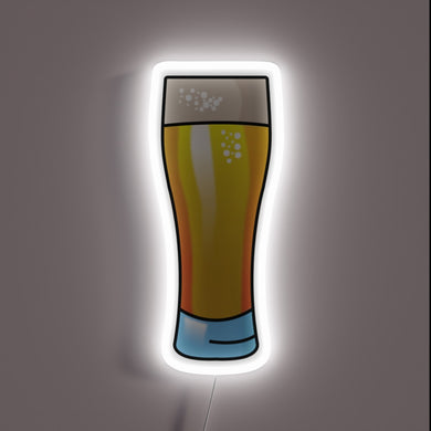 Neon illuminated glass of beer with vibrant RGB color glow