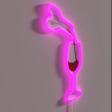 Charger l&#39;image dans la galerie, Eye-catching RGB neon glass of red wine sign for enthusiasts.
