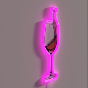 Glamorous Glass of Wine Neon Sign in Vibrant RGB Colors