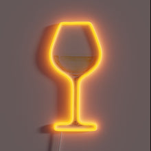 Charger l&#39;image dans la galerie, White wine glass neon sign with watercolor effect.
