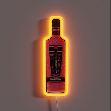 Pink Whitney vodka neon sign with glitter texture and bright orange glow.
