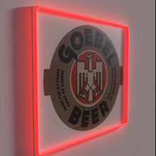 Charger l&#39;image dans la galerie, Eye-catching Goebel Beer logo in vibrant full-color RGB neon lighting.