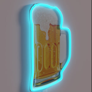 Vibrant Golden Amber Beer in a Frothy Mug Neon Sign