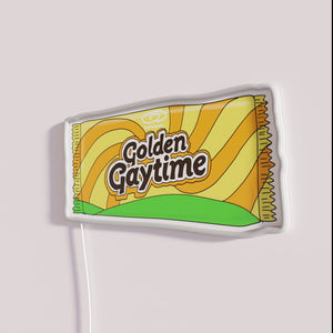 Authentic Australian Golden Gaytime Neon Sign with Vibrant Rainbow LED Lighting