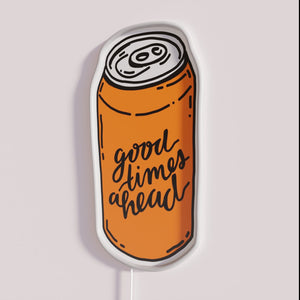 Vibrant Beer Bar Sign with Good Times Ahead Colorful Neon Lighting