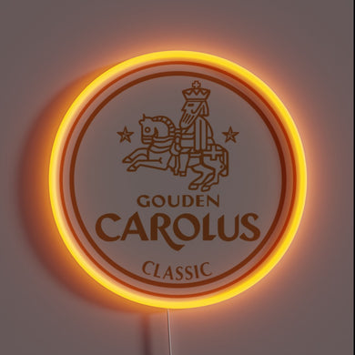 Golden Belgian beer tribute in vibrant RGB electric glow.