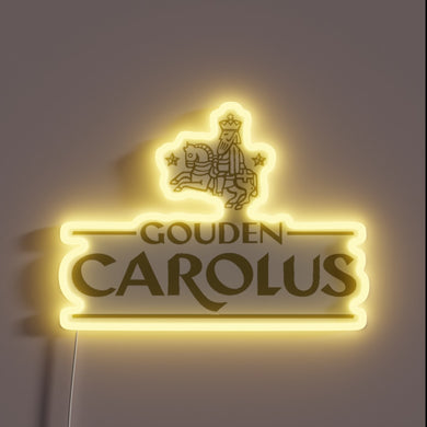 Glowing Gouden Carolus Beer Sign with vibrant RGB Neon Lighting
