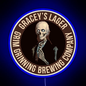 Gracey s Lager Grim Grinning Brewing Company RGB neon sign blue