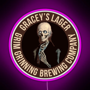 Gracey s Lager Grim Grinning Brewing Company RGB neon sign  pink