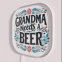 Charger l&#39;image dans la galerie, Quirky &#39;Grandma Needs a Beer&#39; RGB Neon Sign Typography Decoration Gift Idea