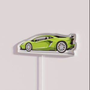 Vibrant Green Lamborghini Neon Sign with Color-Changing RGB LED Lighting Effect