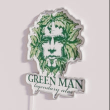 Charger l&#39;image dans la galerie, Vibrant Tri-Color Neon Sign Depicting Green Man Legendary Ales Emblematically