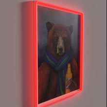 Charger l&#39;image dans la galerie, Bold neon signage featuring grizzly bear silhouette in colorful RGB lights