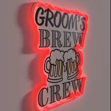 Charger l&#39;image dans la galerie, RGB Neon Sign: &#39;Groom&#39;s Brew Crew&#39; Funny Group Drinking Team Sign