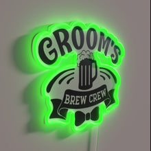 Charger l&#39;image dans la galerie, Neon sign for beer-loving group with colorful &#39;Groom&#39;s Brew Crew&#39; humor.