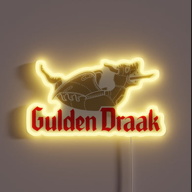 RGB Neon Sign Featuring Iconic Beer Label of Gulden Draak