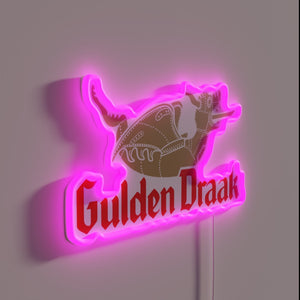 Brilliantly illuminated Gulden Draak RGB LED neon beer bar sign