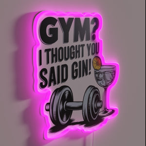 Motivational gym decor with bold humor and colorful neon accents.