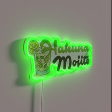 Charger l&#39;image dans la galerie, Relaxing tropical vibes with colorful Hakuna Mojito neon bar decor.