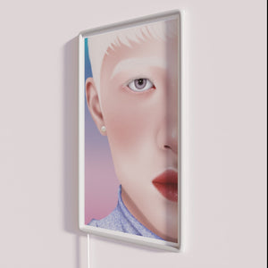 Neon Portrait Sign with Vibrant RGB Color Half Face Artwork