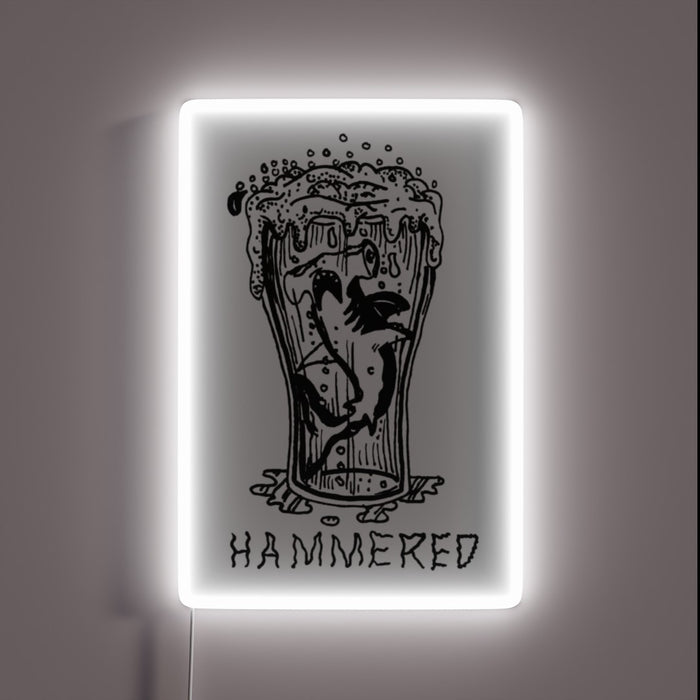 Vibrant Hand-Crafted Hammered Hammerhead Shark Neon Sign for Modern Decor Accents.