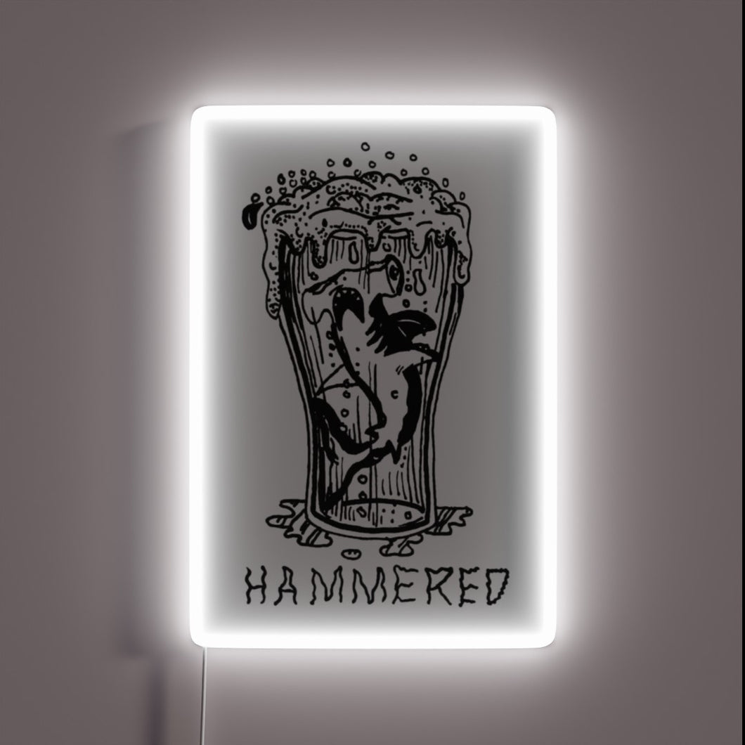 Vibrant Hand-Crafted Hammered Hammerhead Shark Neon Sign for Modern Decor Accents.