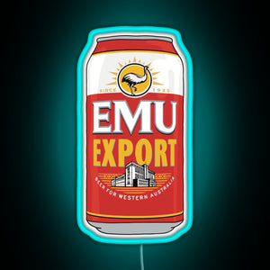 Hand drawn Emu Export can RGB neon sign lightblue 