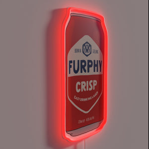 Hand drawn vintage style Furphy Crisp can RGB neon lighting