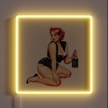Charger l&#39;image dans la galerie, Vibrant retro pinup girl sips whiskey with sass and charm.