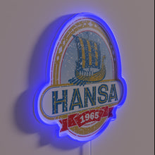 Charger l&#39;image dans la galerie, Vintage-inspired glow of &#39;Hansa 1965&#39; in vibrant RGB neon lights.
