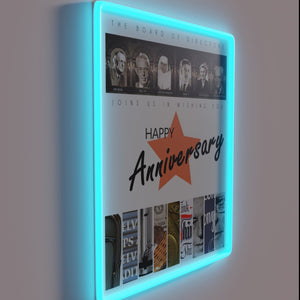 RGB LED neon sign celebrating happy anniversary milestone occasion