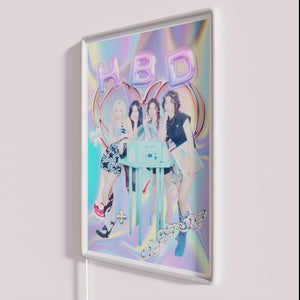 Neon birthday decorations for aespa fans with vibrant RGB lighting