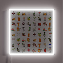 Charger l&#39;image dans la galerie, Vibrant LED neon sign advertising happy hour cocktails in bold&quot;.