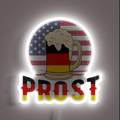 Vibrant RGB neon sign celebrating Oktoberfest with patriotic flair.