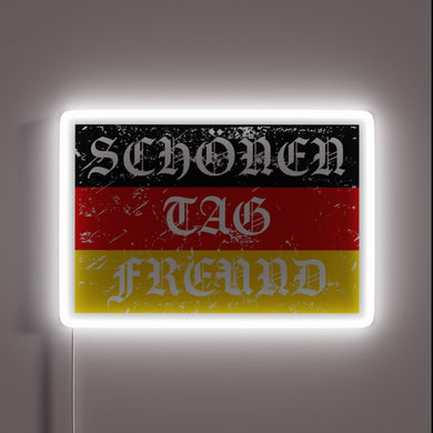 Vibrant Neon Sign Celebrating Joyful German Culture and Friendship Spirit