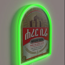 Charger l&#39;image dans la galerie, Vintage Inspired Ethiopian Beer Sign with Neon LED Lighting