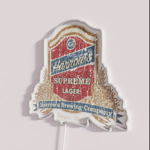 Eye-catching Harrow's Supreme Lager neon bar pub sign in RGB