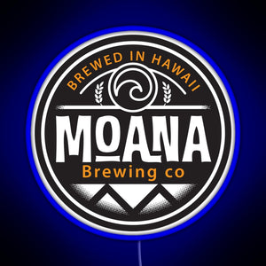 Hawaii based Moana Brewing Company RGB neon sign blue