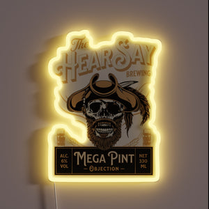 Neon beer bar decoration with customizable RGB lighting options included.