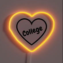 Charger l&#39;image dans la galerie, Vibrant Heart College LED Sign with Multi-Color RGB Neon Display.