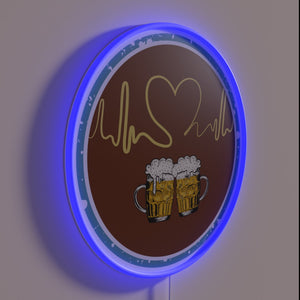 Neon heartbeat beer sign with vibrant RGB color accents