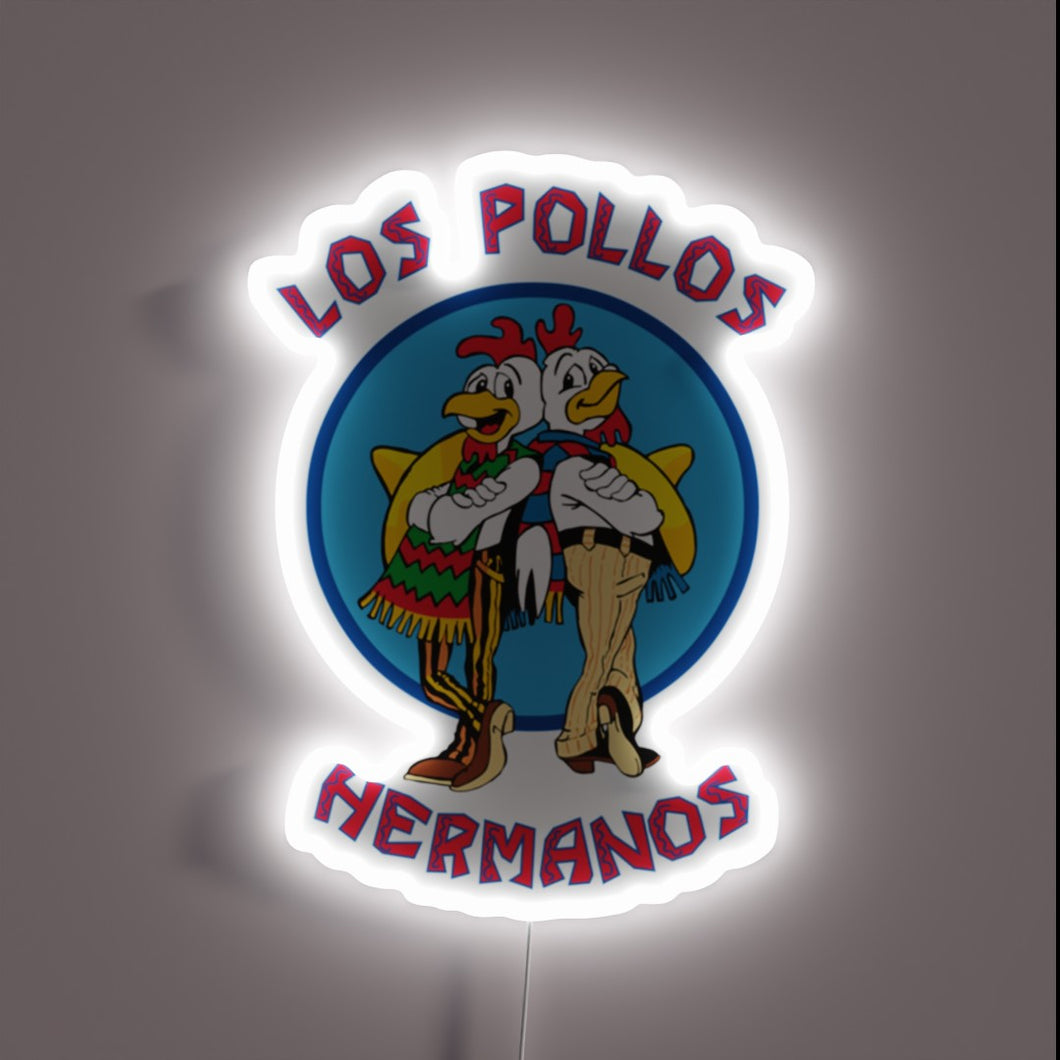 Vibrant LED light art decoration with customizable color settings installed.