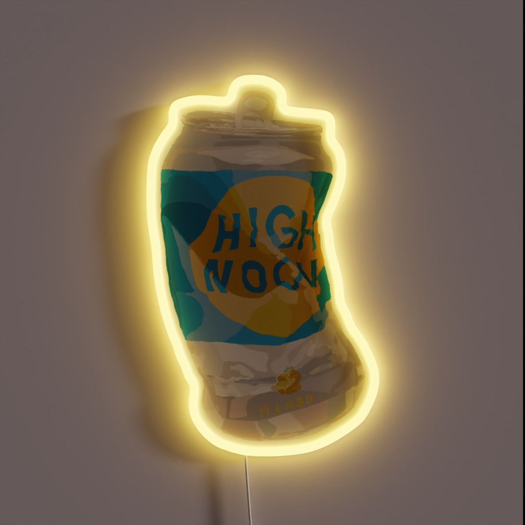 Customneon sign shaped like a crushed High Noon Mango