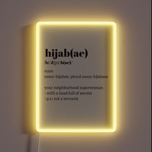 Charger l&#39;image dans la galerie, Vibrant, customizable hijab accessory featuring color-changing neons and Arabic lettering.