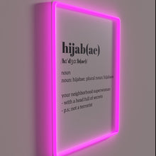 Charger l&#39;image dans la galerie, Hijab empowerment symbol shining in bold RGB neon light